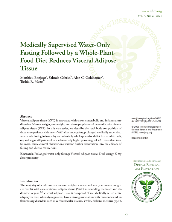Medically Supervised, Water-Only Fasting Followed by a Whole-Plant-Food Diet Reduces Visceral Adipose Tissue