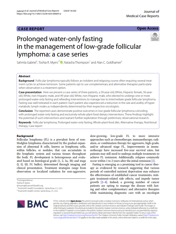Prolonged water-only fasting in the management of low-grade follicular lymphoma: a case series