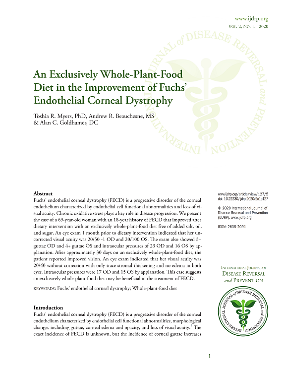 An Exclusively Whole-Plant-Food Diet in the Improvement of Fuchs’ Endothelial Corneal Dystrophy