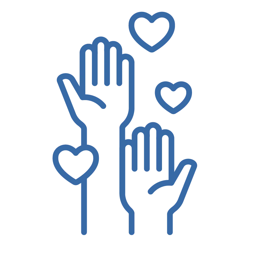 Open hands with hearts